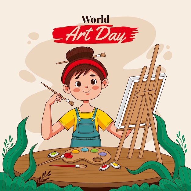 Hand drawn illustration for world art day