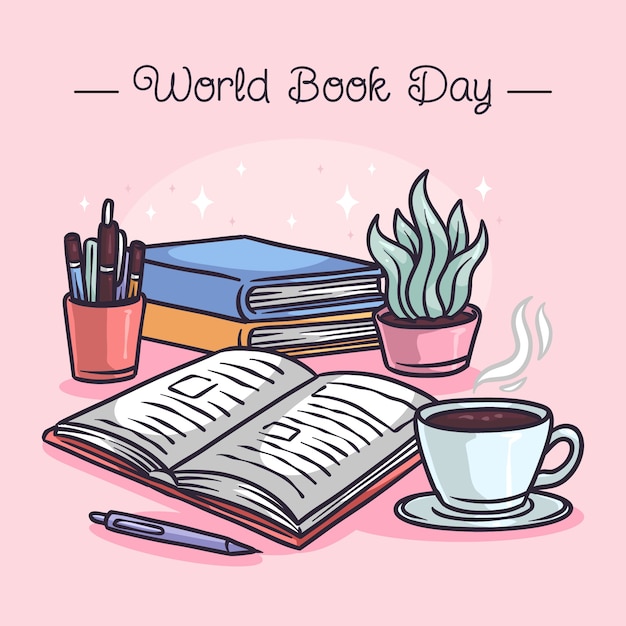 Free Vector hand drawn illustration for world book day celebration