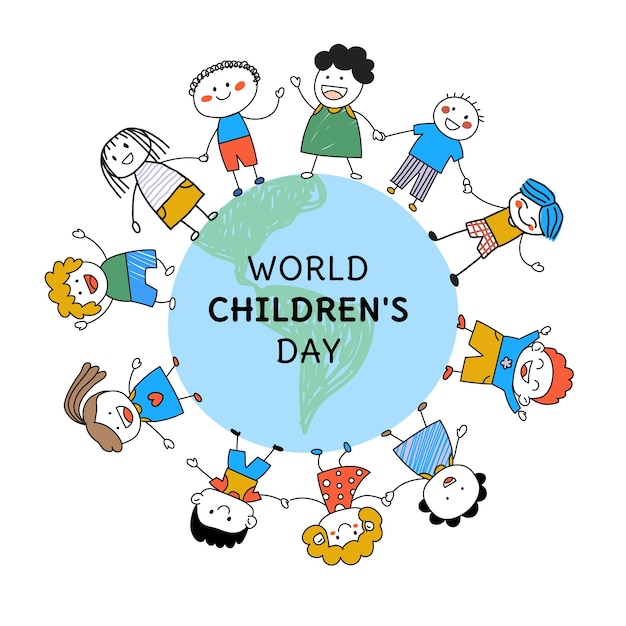 Free Vector hand drawn illustration for world children's day celebration with kids