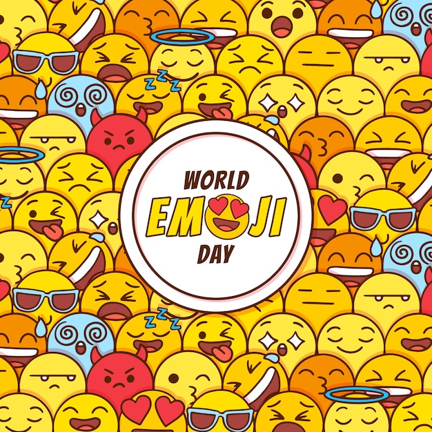 Hand drawn illustration world emoji day