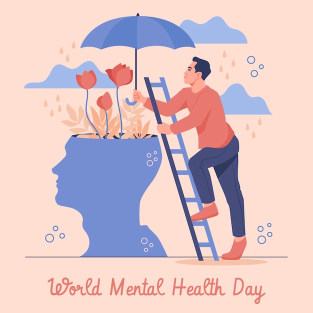 Hand drawn illustration for world mental health day