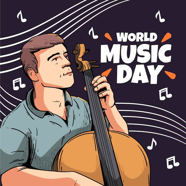 Free Vector hand drawn illustration for world music day celebration