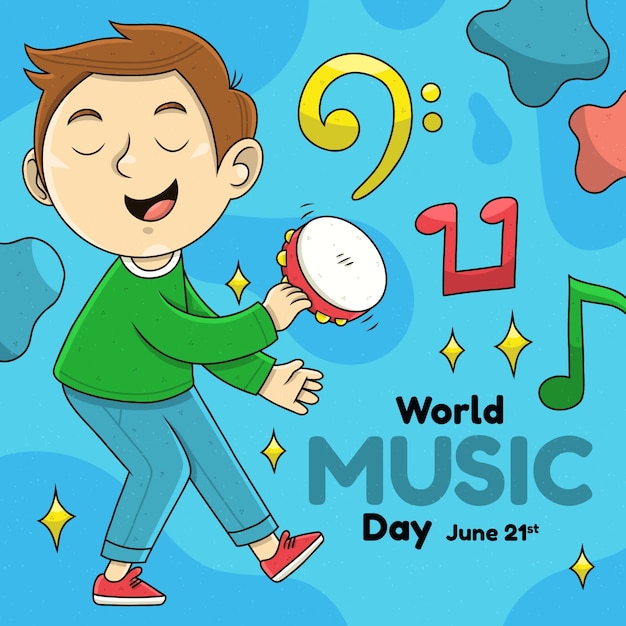 Hand drawn illustration for world music day celebration