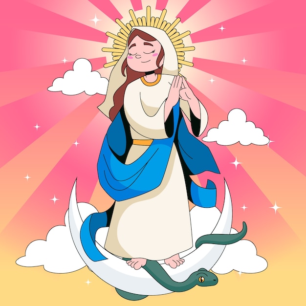 Hand drawn immaculate conception illustration