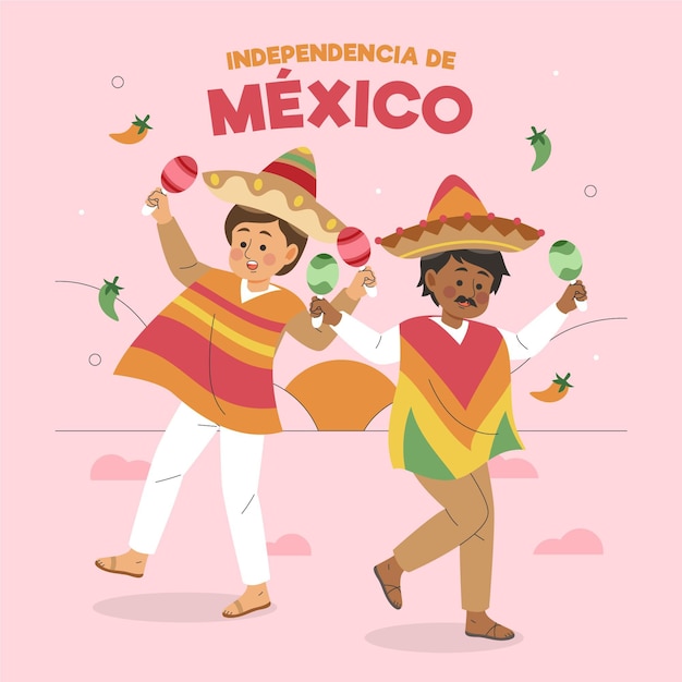 Hand drawn independencia de méxico with characters