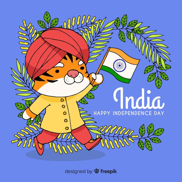 Free vector hand drawn india independence day background