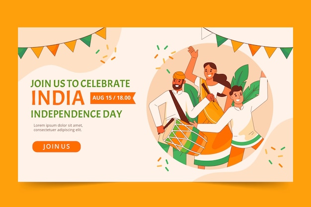 Hand drawn india independence day webinar template