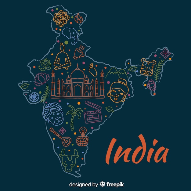 Hand drawn india map background