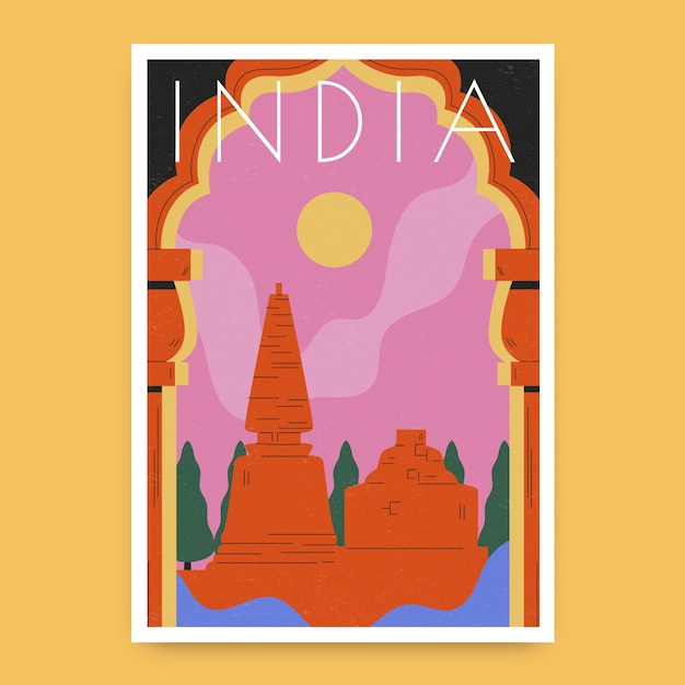 Free Vector hand drawn india poster template