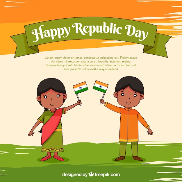 Free vector hand drawn india republic day background