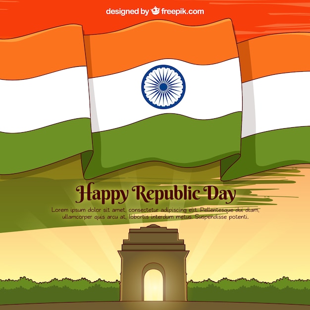 Free vector hand drawn india republic day background