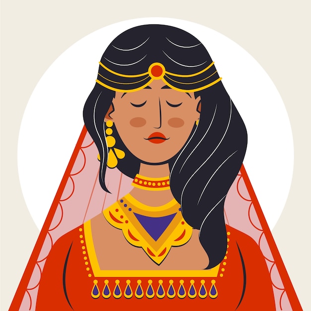 Hand drawn indian bride illustration