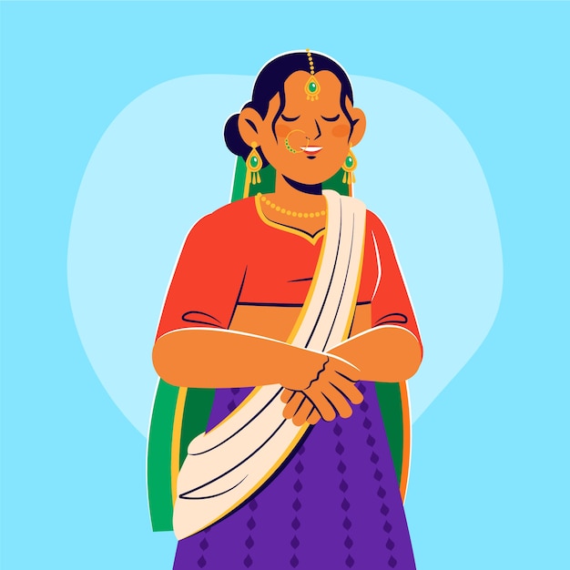 Hand drawn indian bride illustration