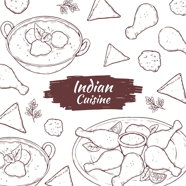 Free Vector hand drawn indian cuisine illustrated