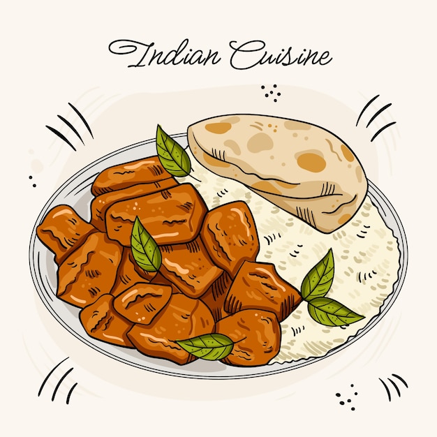 Free Vector hand drawn indian cuisine illustration