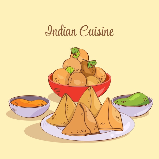 Free Vector hand drawn indian cuisine illustration