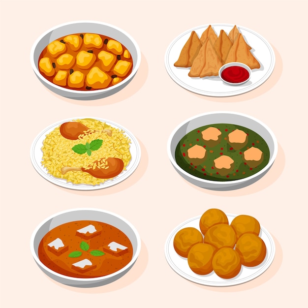 Free Vector hand drawn indian cuisine illustration