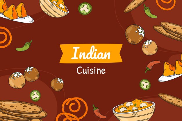 Hand drawn indian cuisine illustration