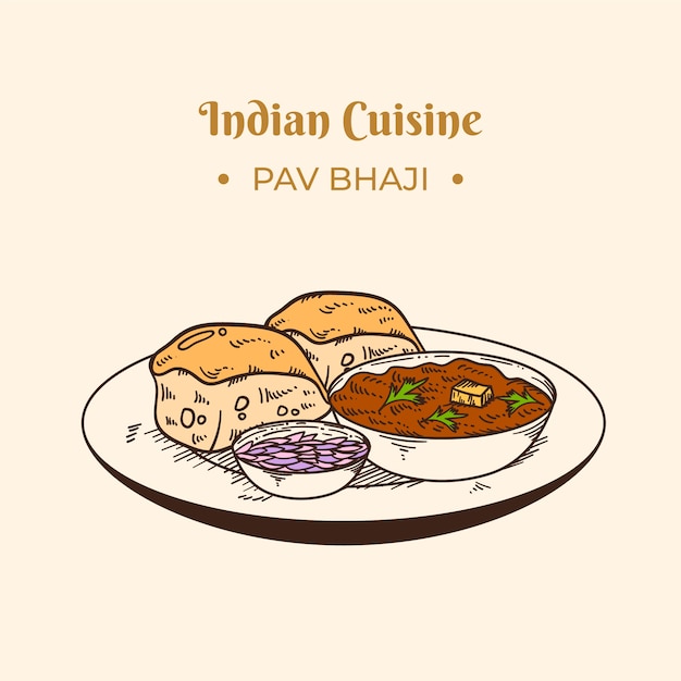 Free Vector hand drawn indian cuisine illustration