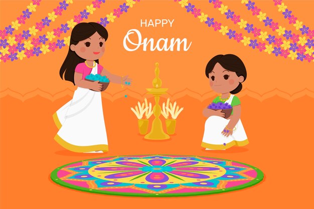 Hand drawn indian onam illustration