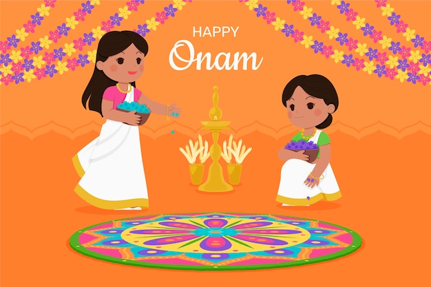 Hand drawn indian onam illustration