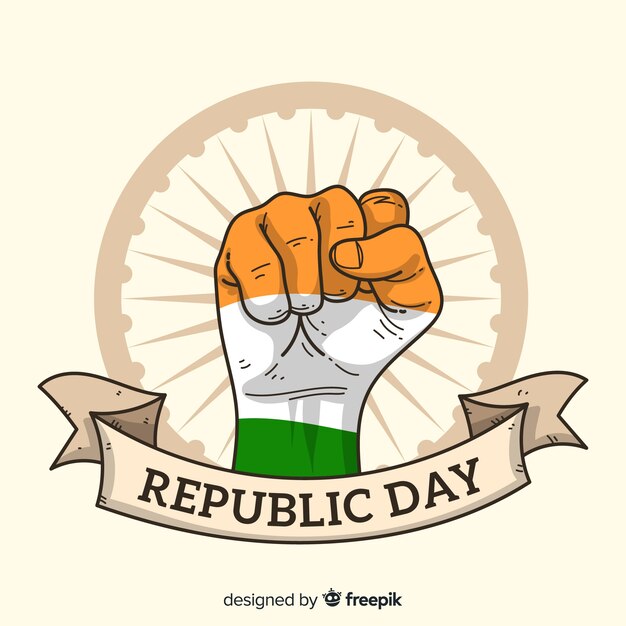 Hand drawn indian republic day background