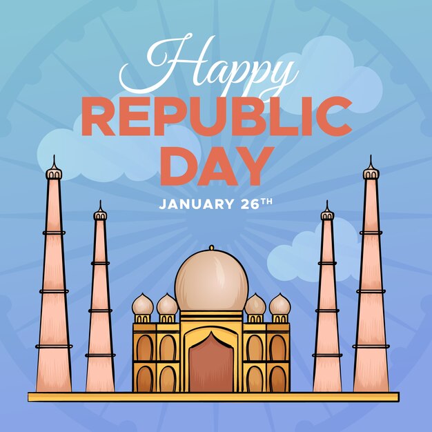 Hand drawn indian republic day concept