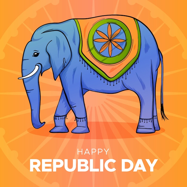 Hand drawn indian republic day concept