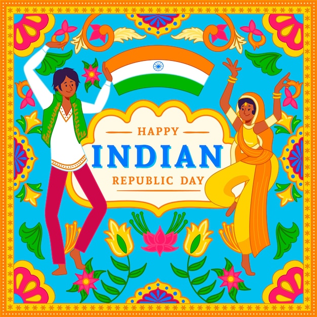 Hand drawn indian republic day concept