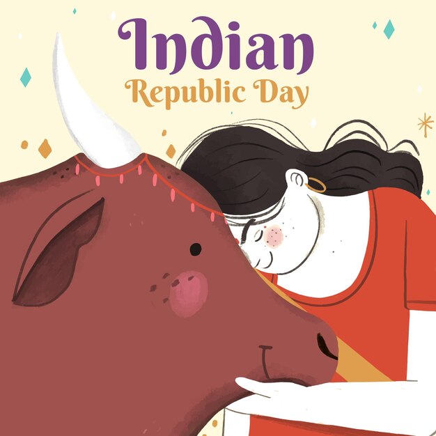 Hand drawn indian republic day