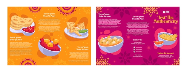 Free Vector hand drawn indian restaurant brochure