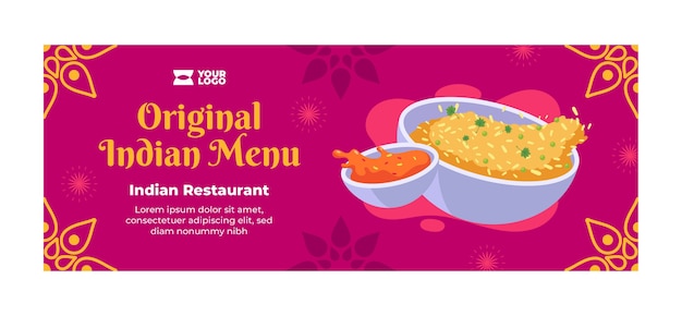 Free Vector hand drawn indian restaurant facebook cover