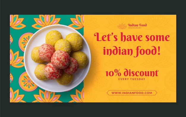 Free Vector hand drawn indian restaurant facebook template