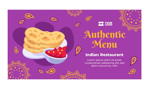 Free vector hand drawn indian restaurant facebook template