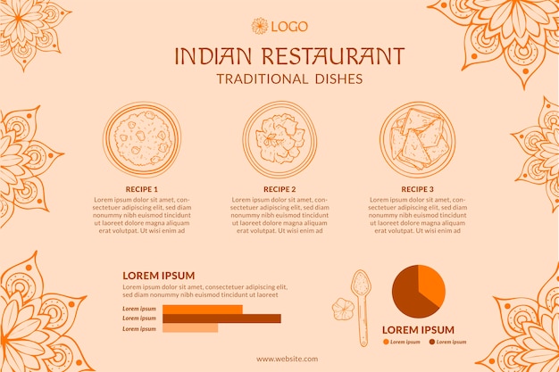 Free Vector hand drawn indian restaurant infographic