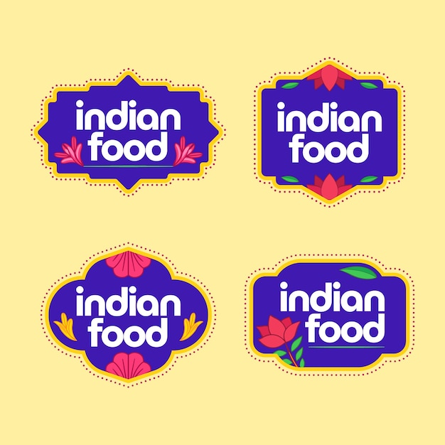 Free Vector hand drawn indian restaurant labels template