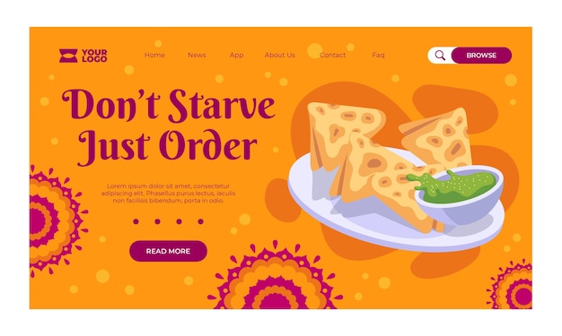 Free Vector hand drawn indian restaurant landing page