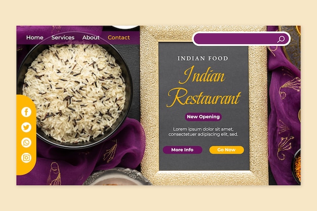 Free Vector hand drawn indian restaurant landing page