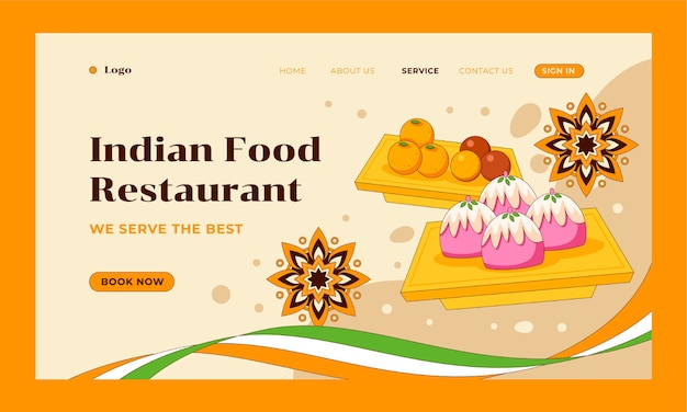 Free Vector hand drawn indian restaurant landing page