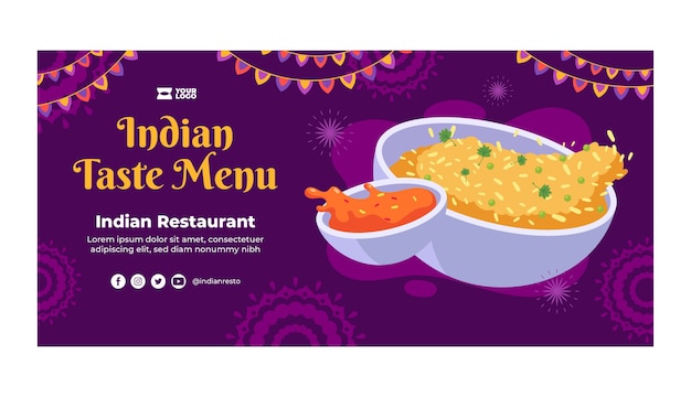 Free Vector hand drawn indian restaurant sale banner