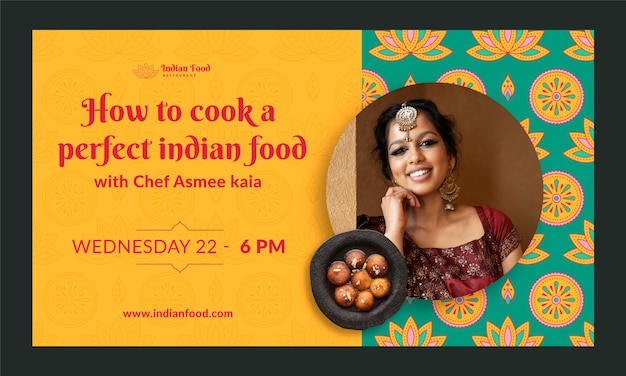 Hand drawn indian restaurant webinar template