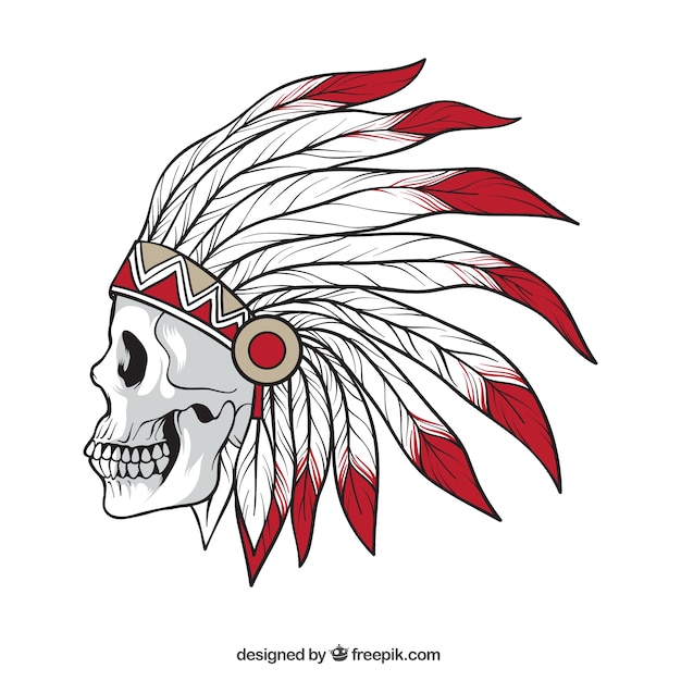 Free Vector hand drawn indian skull