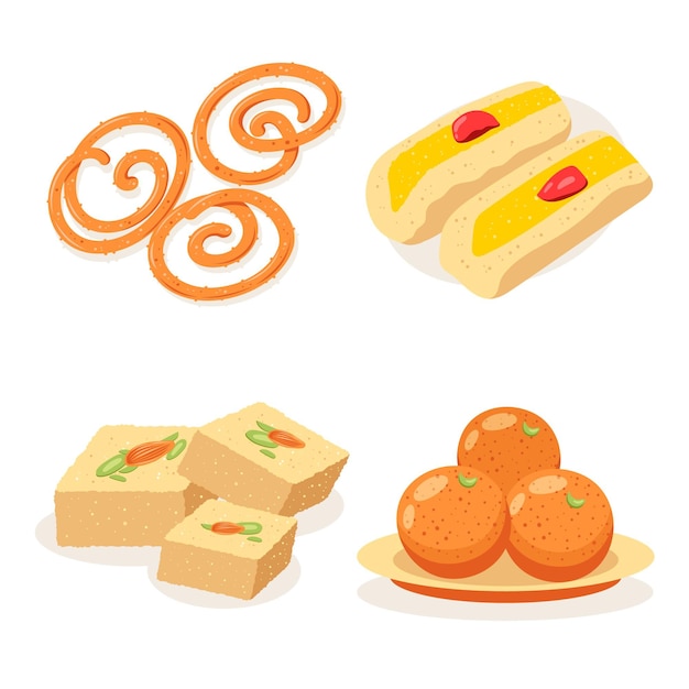 Free Vector hand drawn indian sweet collection