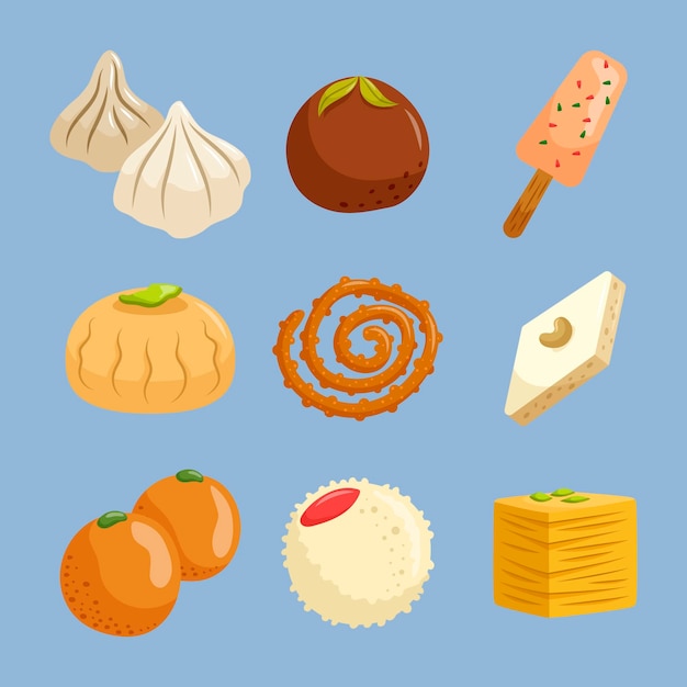 Free Vector hand drawn indian sweet collection