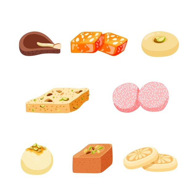 Hand drawn indian sweets collection