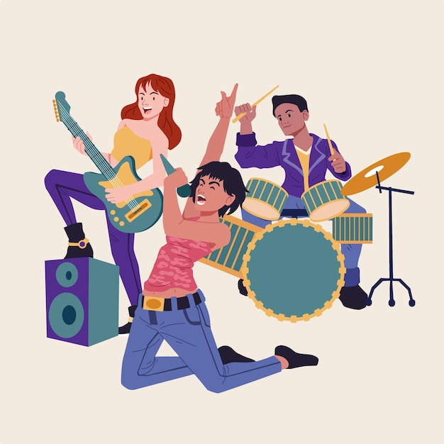 Hand drawn indie music illustration