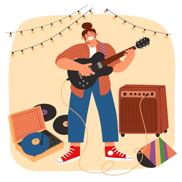 Free Vector hand drawn indie music illustration