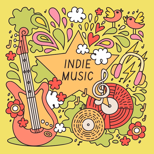 Free vector hand drawn indie music illustration