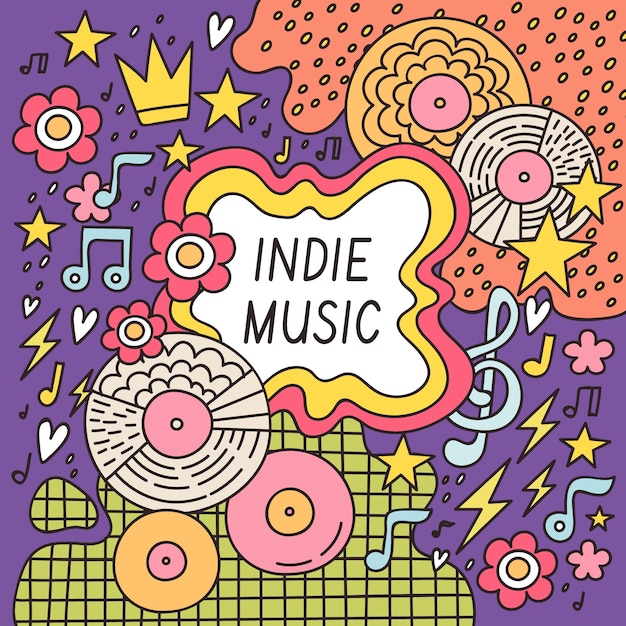 Hand drawn indie music illustration