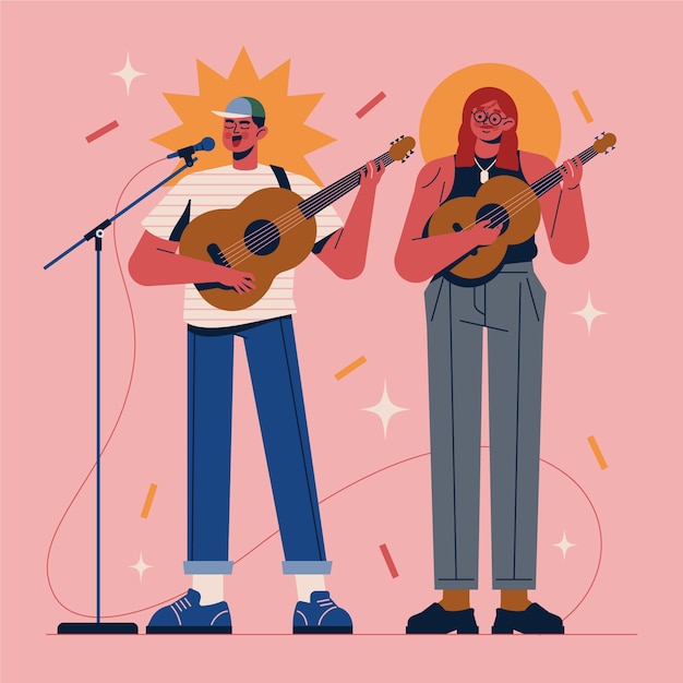 Free Vector hand drawn indie music illustration